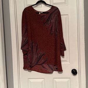 Cato Burgundy and Black Patterned Top